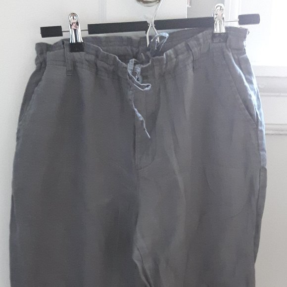 Mujii 100 percent linen drawstring adjustable crop pants - Picture 3 of 4